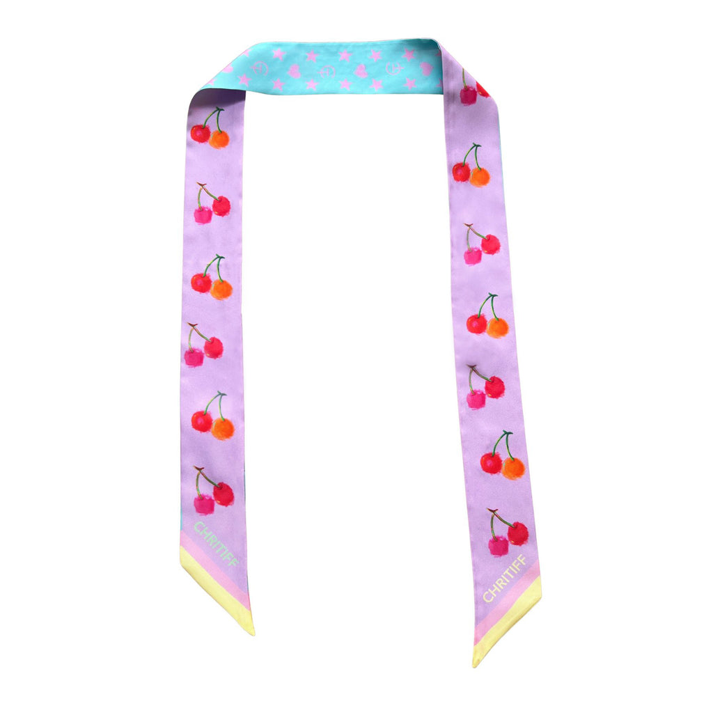 Lucky Cherry Silk Ribbon - Lavender