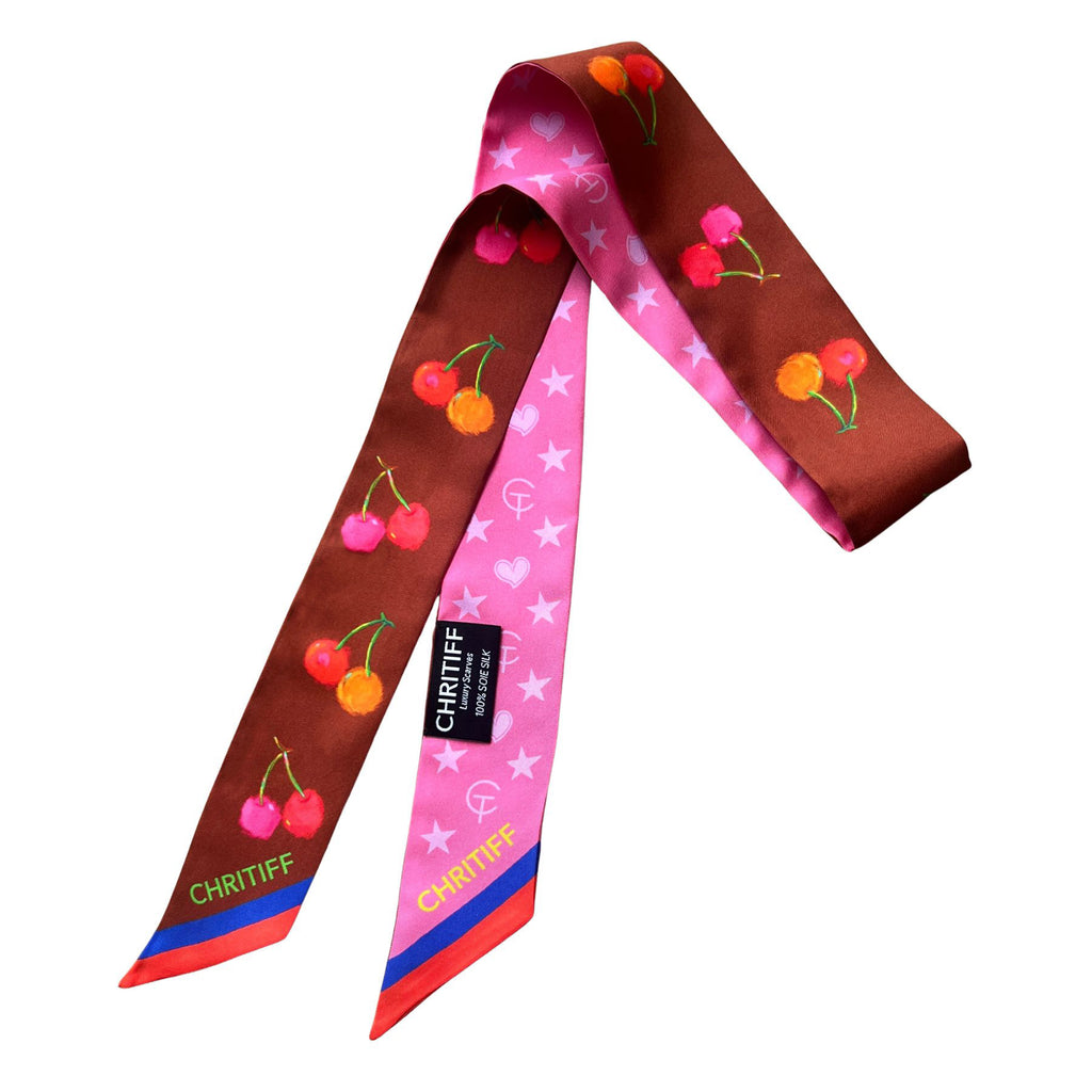 Lucky Cherry Silk Ribbon - Cinnamon