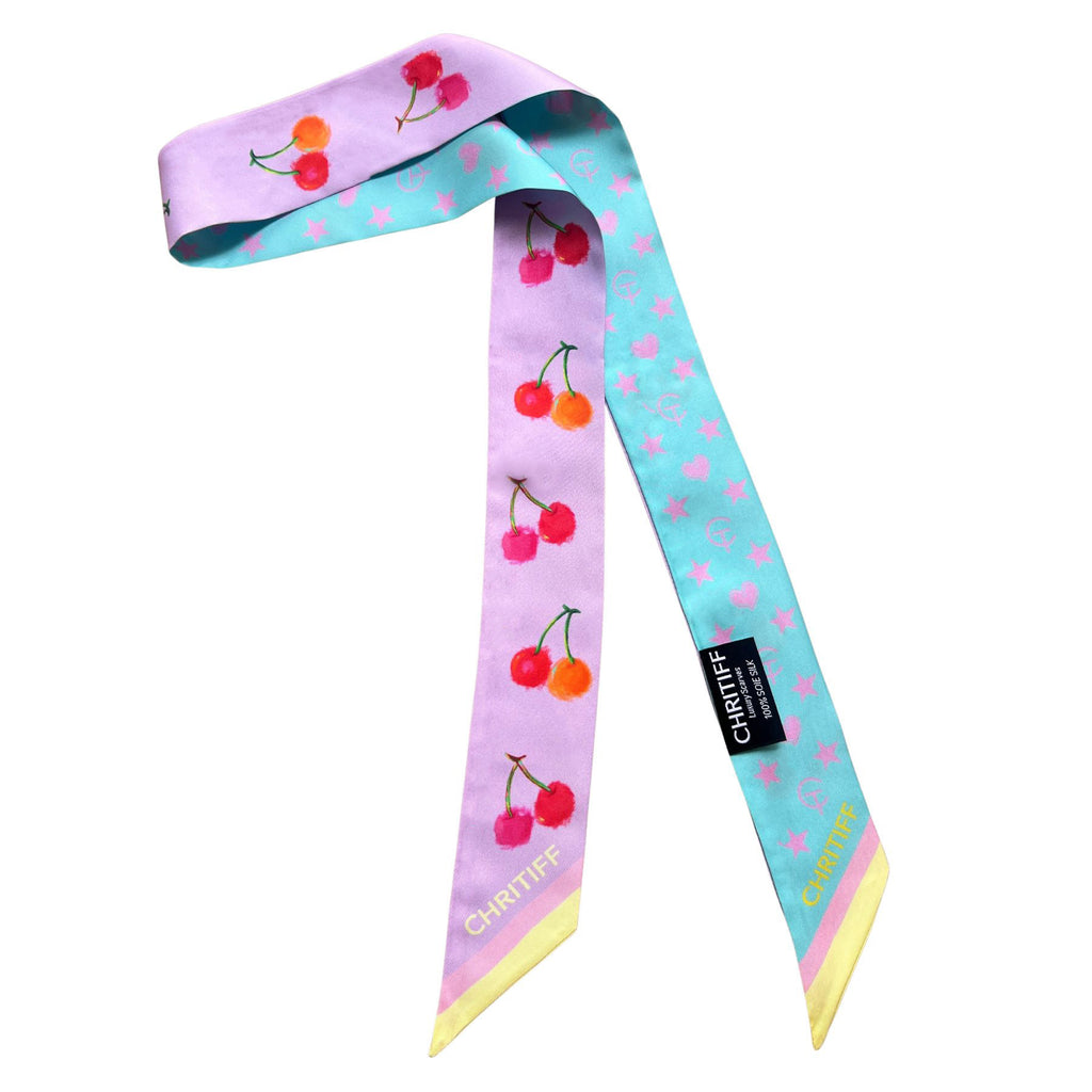 Lucky Cherry Silk Ribbon - Lavender