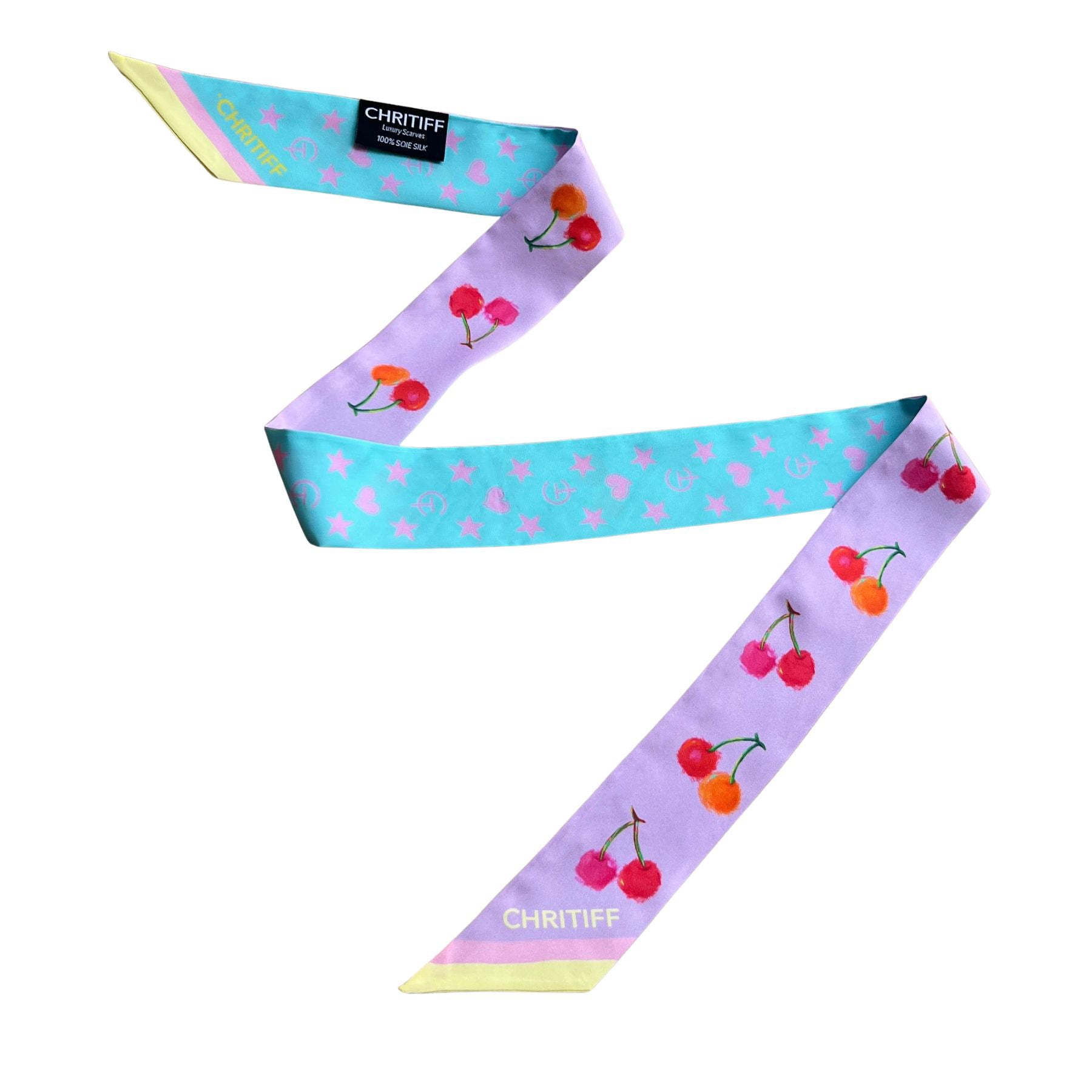 Lucky Cherry Silk Ribbon - Lavender
