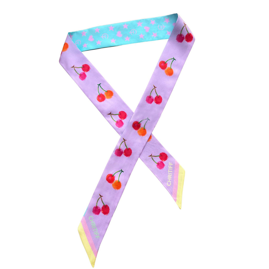 Lucky Cherry Silk Ribbon - Lavender