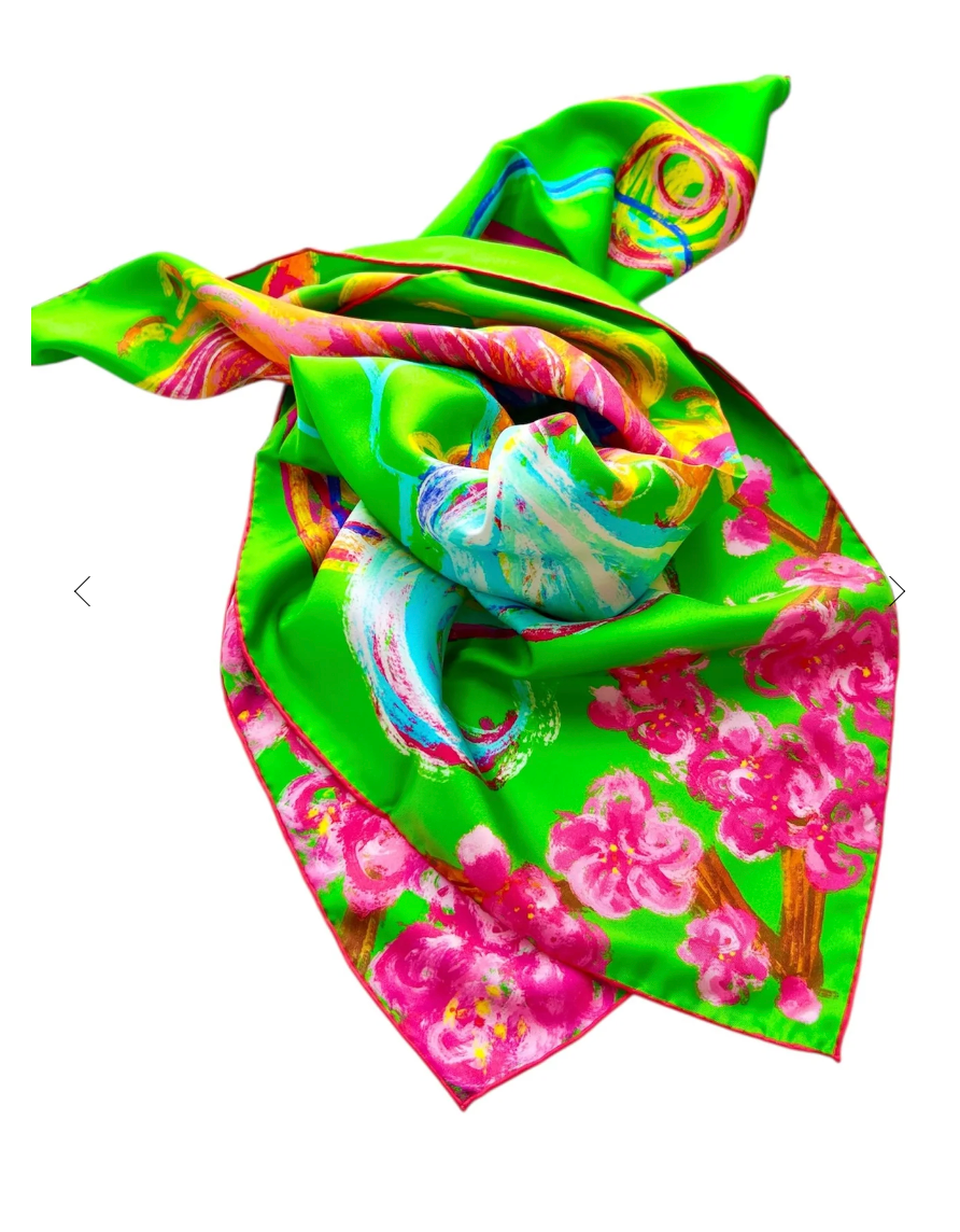 CHRITIFF Twilight Phoenix Dawn Celadon Chinese Zodiac Luxury Silk Scarf
