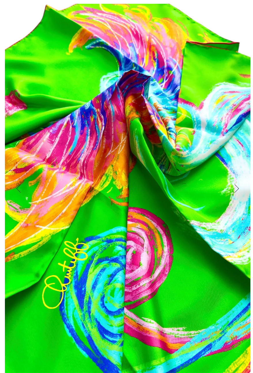 CHRITIFF Twilight Phoenix Dawn Celadon Chinese Zodiac Luxury Silk Scarf
