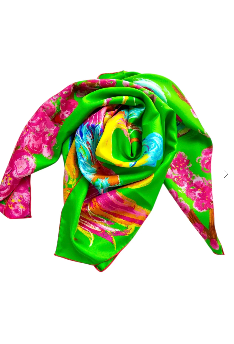 CHRITIFF Twilight Phoenix Dawn Celadon Chinese Zodiac Luxury Silk Scarf