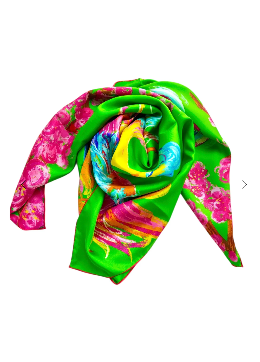 CHRITIFF Twilight Phoenix Dawn Celadon Chinese Zodiac Luxury Silk Scarf
