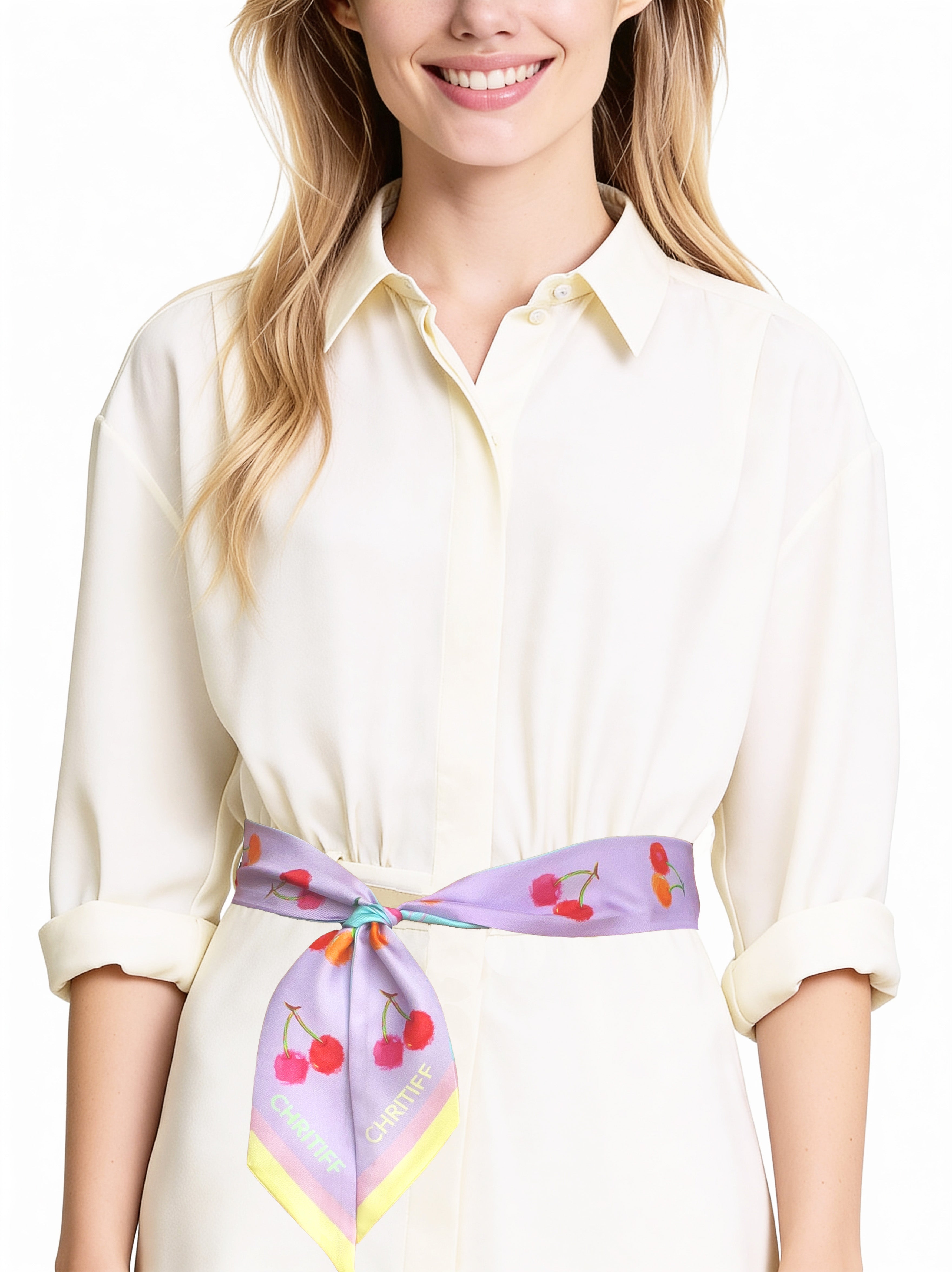 Lucky Cherry Silk Ribbon - Lavender