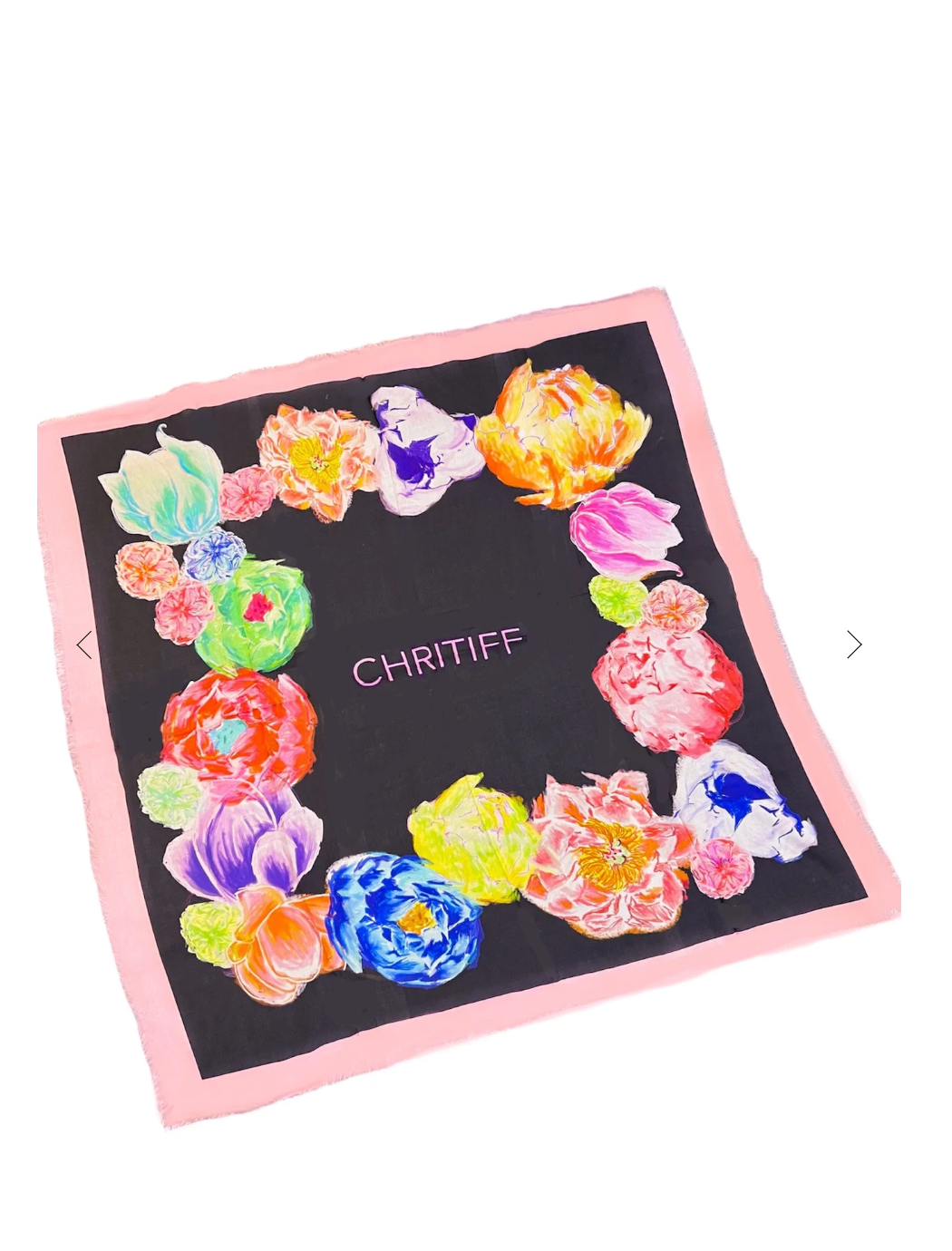 CHRITIFF Blooming Love Jade Black ELLE Magazine Featured Luxury Silk Scarf