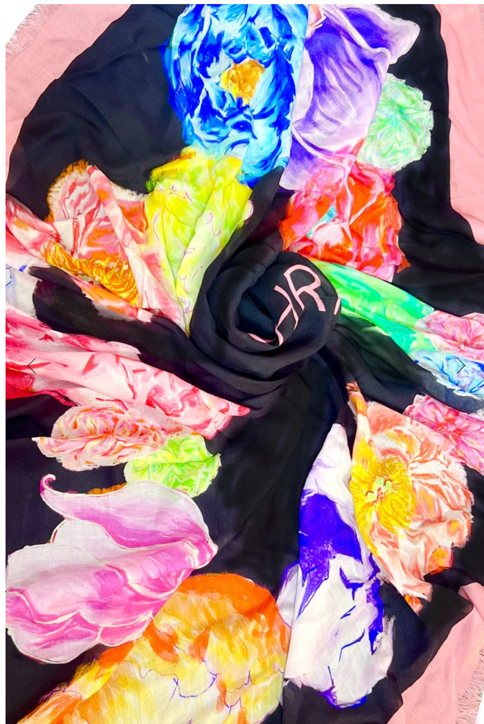 CHRITIFF Blooming Love Jade Black ELLE Magazine Featured Luxury Silk Scarf