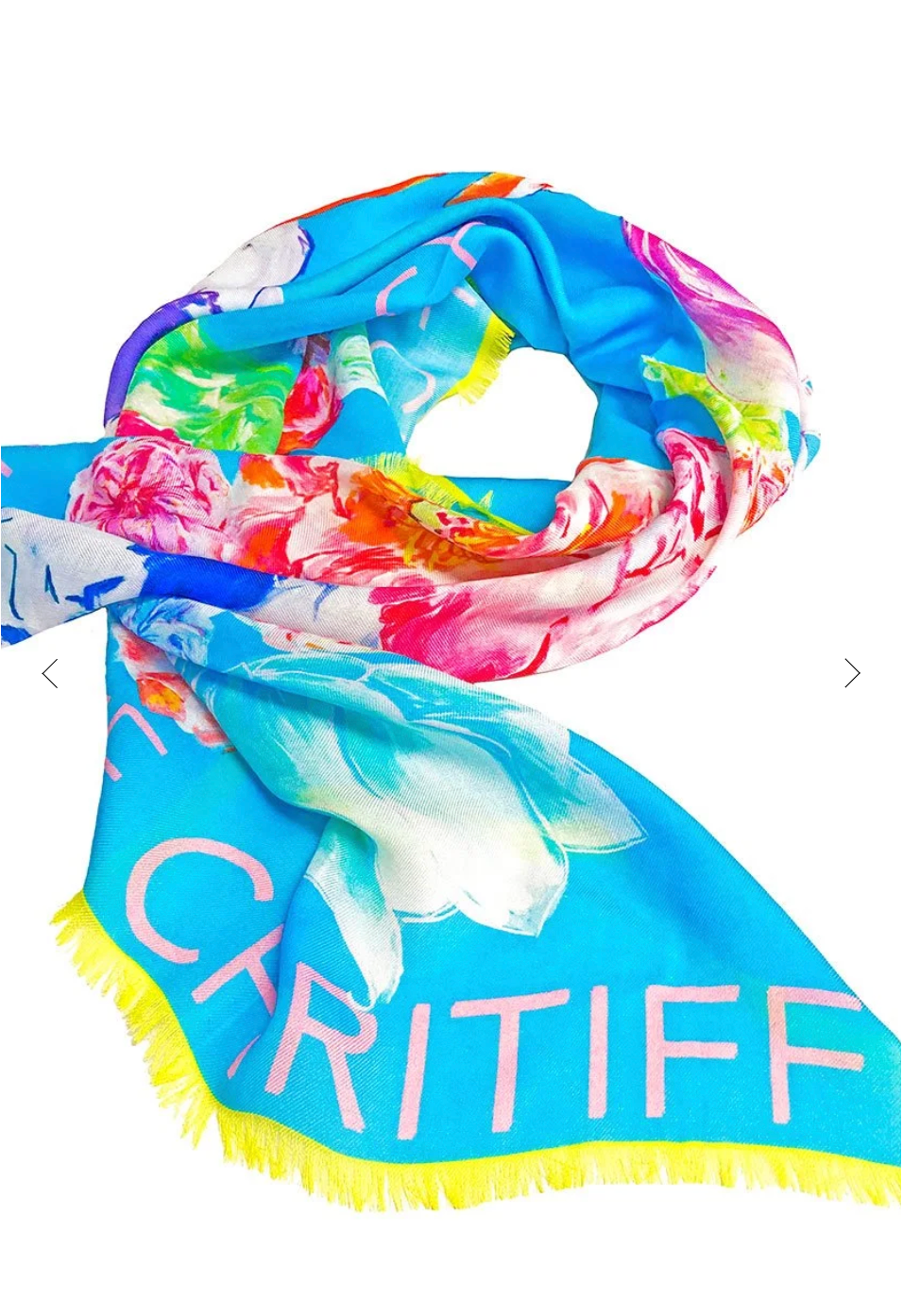CHRITIFF Blooming Love Ocean Blue Luxury Silk Scarf