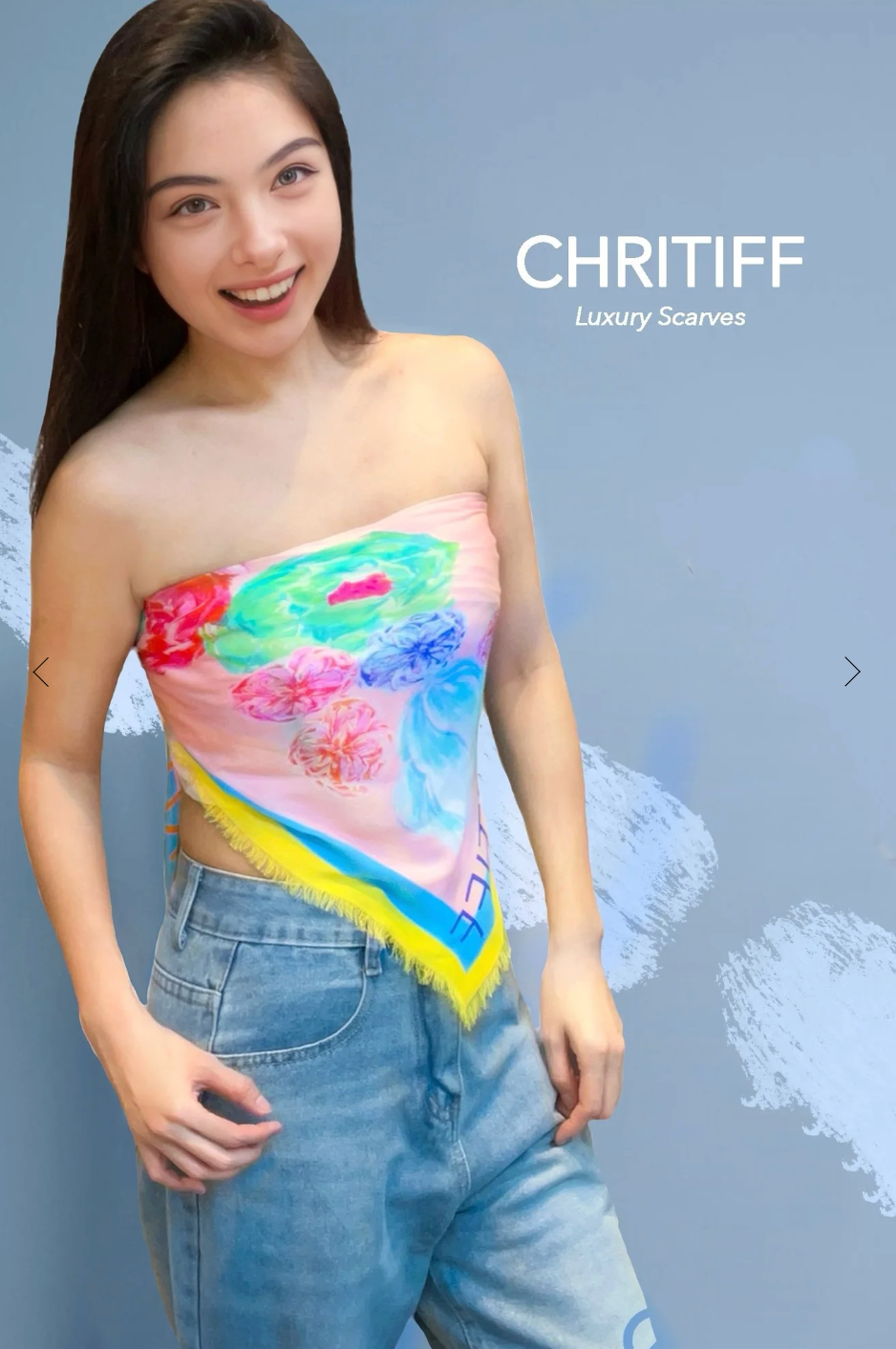 CHRITIFF Blooming Love Silky Pink Luxury Silk Scarf