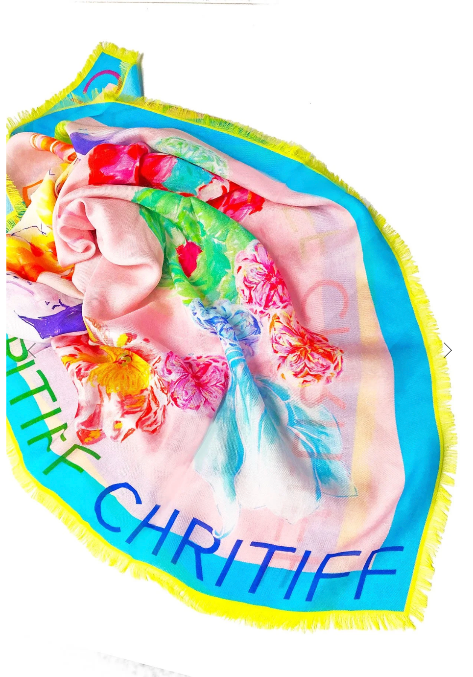 CHRITIFF Blooming Love Silky Pink Luxury Silk Scarf