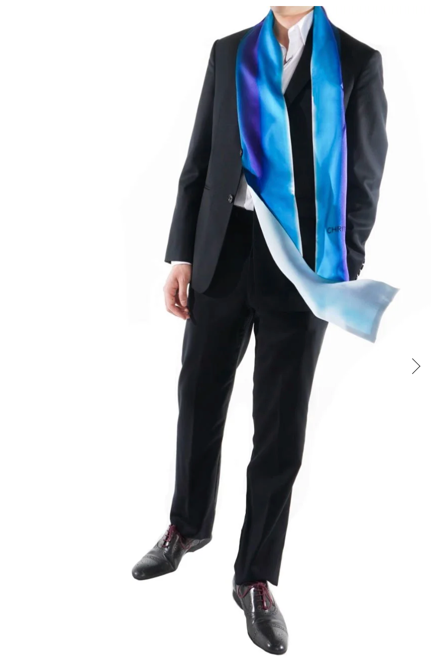 CHRITIFF In Blue Luxury Men Silk Scarf