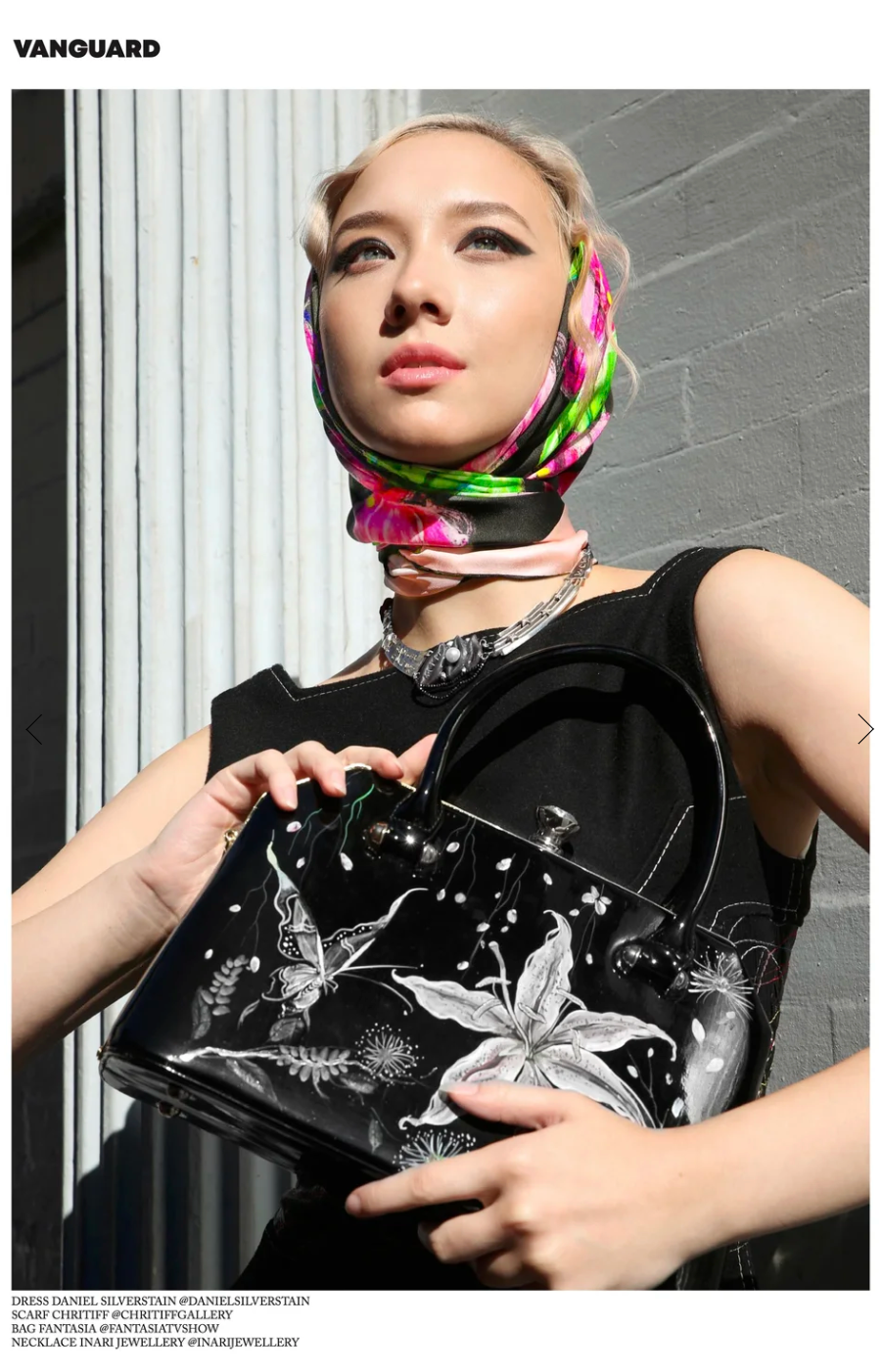 CHRITIFF Loving Viva Jade Black Vanguard Magazine Featured Luxury Silk Scarf
