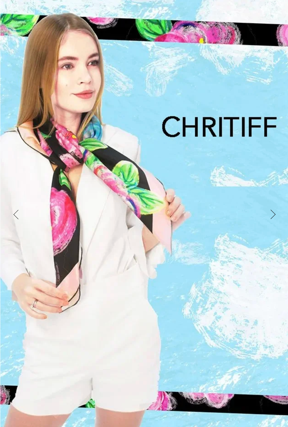 CHRITIFF Loving Viva Jade Black Vanguard Magazine Featured Luxury Silk Scarf