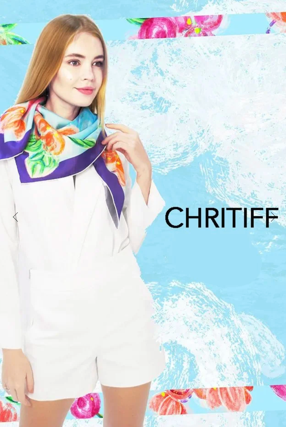 CHRITIFF Loving Viva Sky Blue Luxury Silk Scarf
