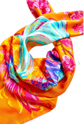 CHRITIFF Twilight Phoenix Horizon Fire Chinese Zodiac Luxury Silk Scarf