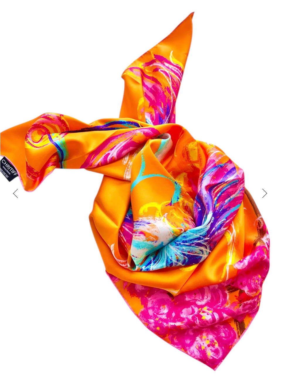 CHRITIFF Twilight Phoenix Horizon Fire Chinese Zodiac Luxury Silk Scarf