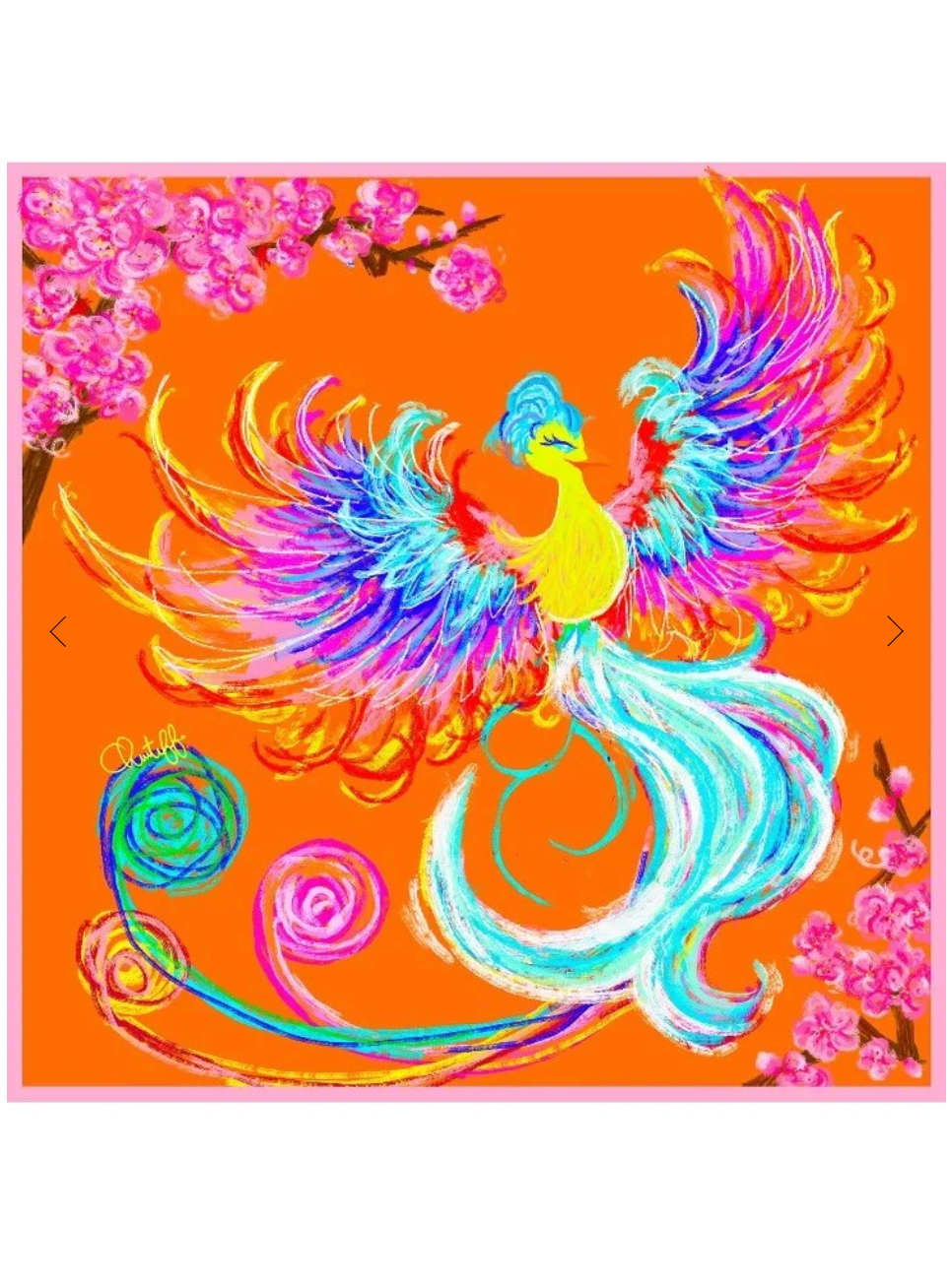 CHRITIFF Twilight Phoenix Horizon Fire Chinese Zodiac Luxury Silk Scarf