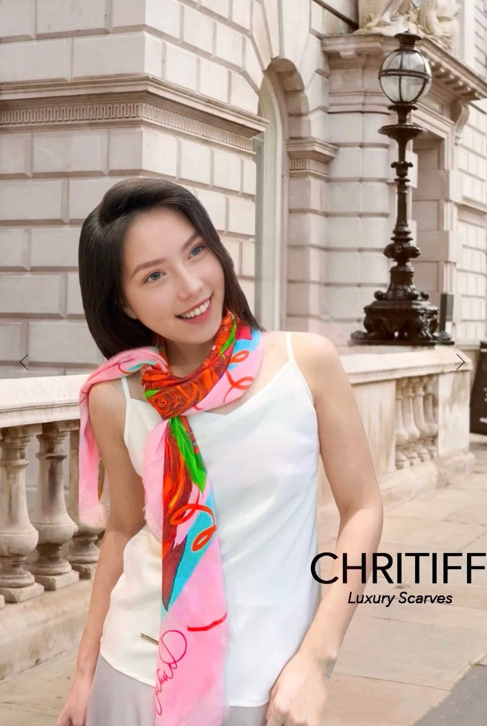 CHRITIFF Valentine Glamour Magazine Featured Luxury Silk Scarf