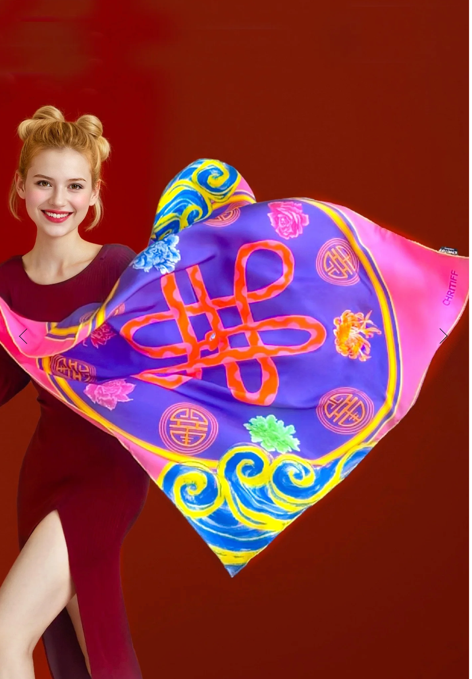 CHRITIFF Wishful Snake Knot Chinese New Year Luxury Silk Scarf