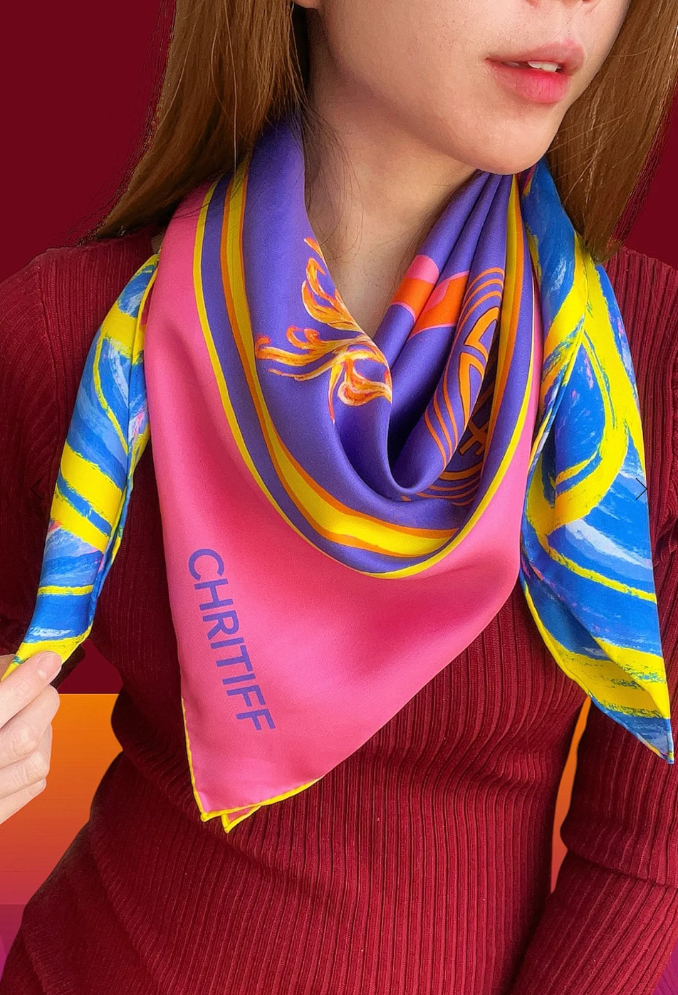 CHRITIFF Wishful Snake Knot Chinese New Year Luxury Silk Scarf