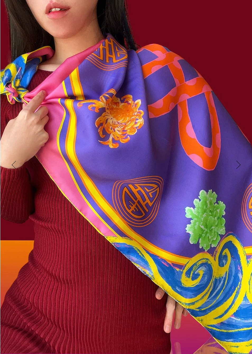 CHRITIFF Wishful Snake Knot Chinese New Year Luxury Silk Scarf